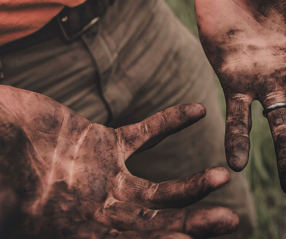 Peanut farmers dirty hands