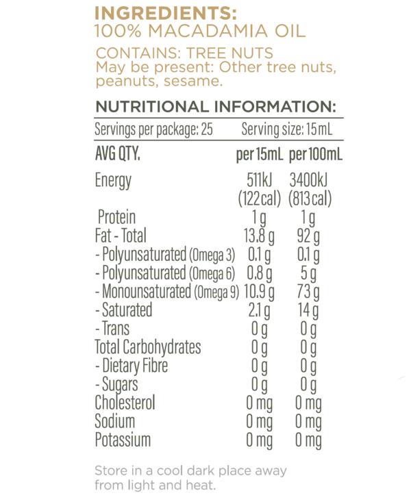 Macadamia Nutritional Information